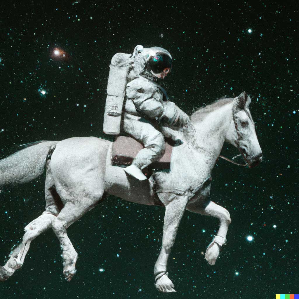Dall-E 2: An astronaut riding a horse in a photorealistic style.