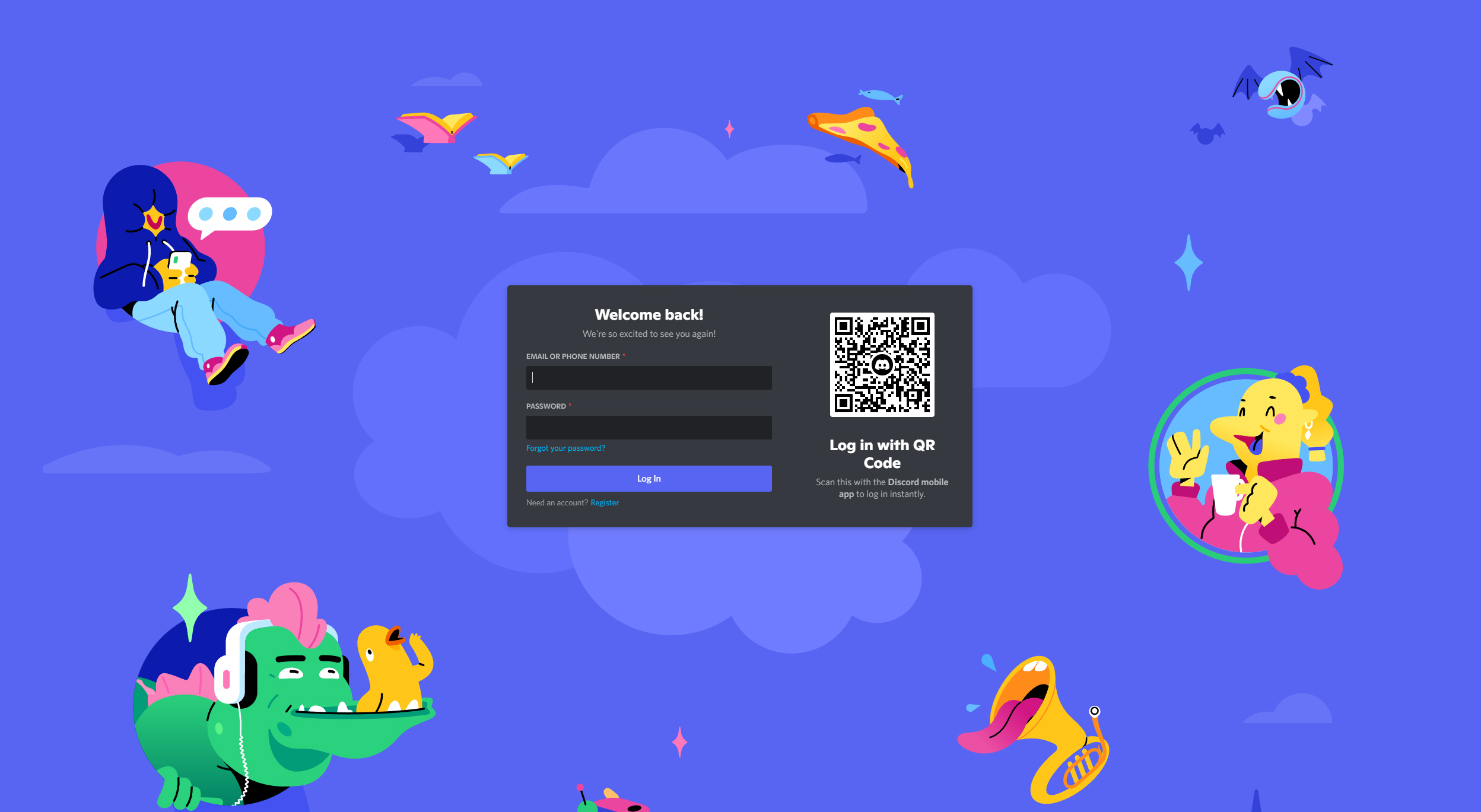 Discord login screen