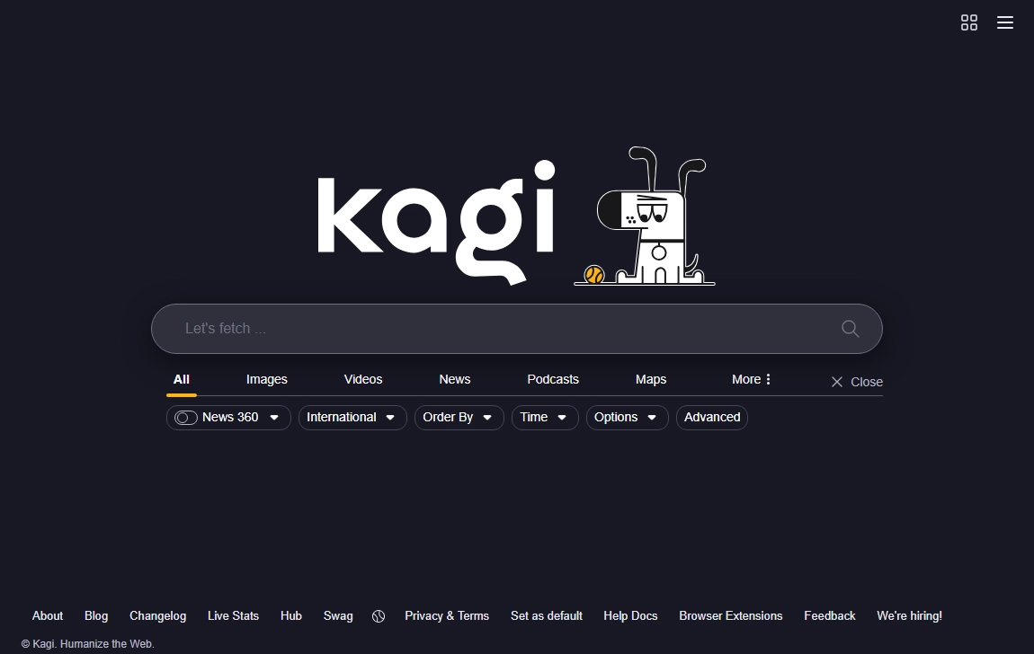 Screenshot of Kagi.com